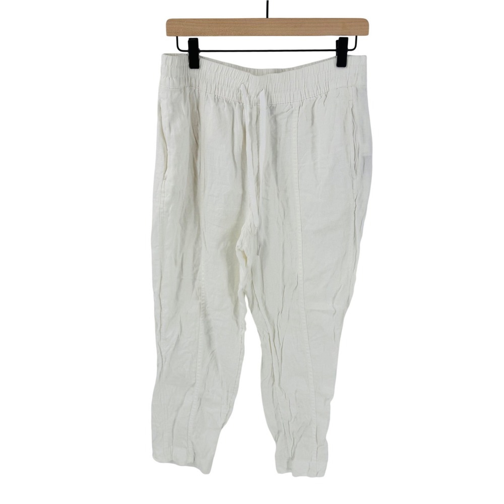 Athleta White Elastic Waist 100% Linen Joggers